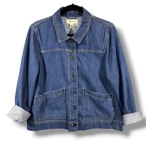 Madewell Denim Goodloe Chore Jacket Whitson Wash Blue Patch Pocket Size Large